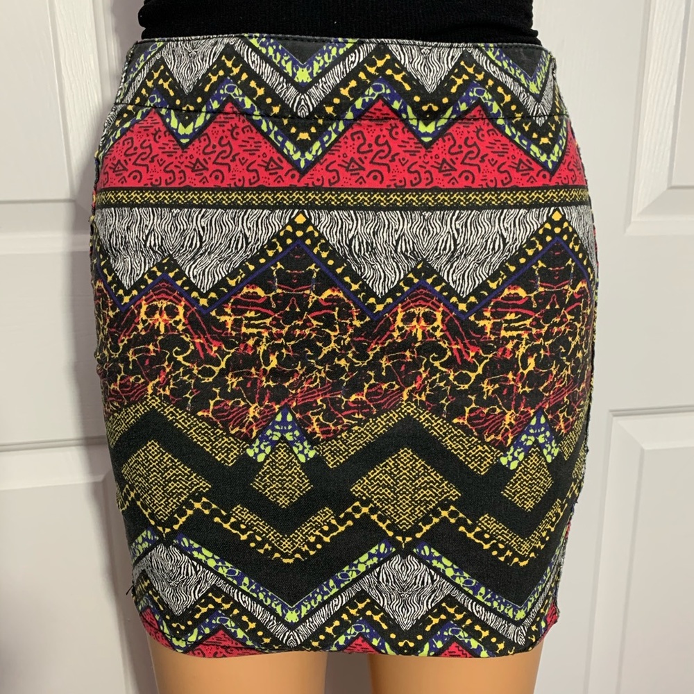 H&M Printed Multicolor Mini Skirt